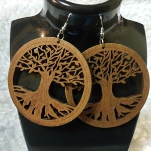 Afro-centric Tree of Life Wooden Earrings